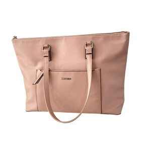 Nine West Tote Bag Women Large Blush Pink Excellent Faux Leather Zip Top Shoulde
